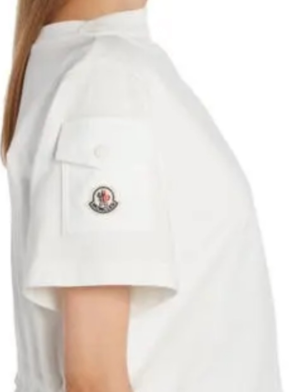 Moncler Cream white Short Sleeve Drawstring Waist Tee size large - Picture 10 of 10